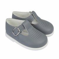 H501: Baby Hard Soled Shoe- Grey (Shoe Sizes: 2-6)
